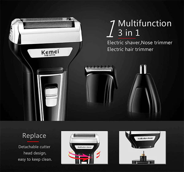 Professional Kemei 3 In 1 (Rechargeable Shaver)