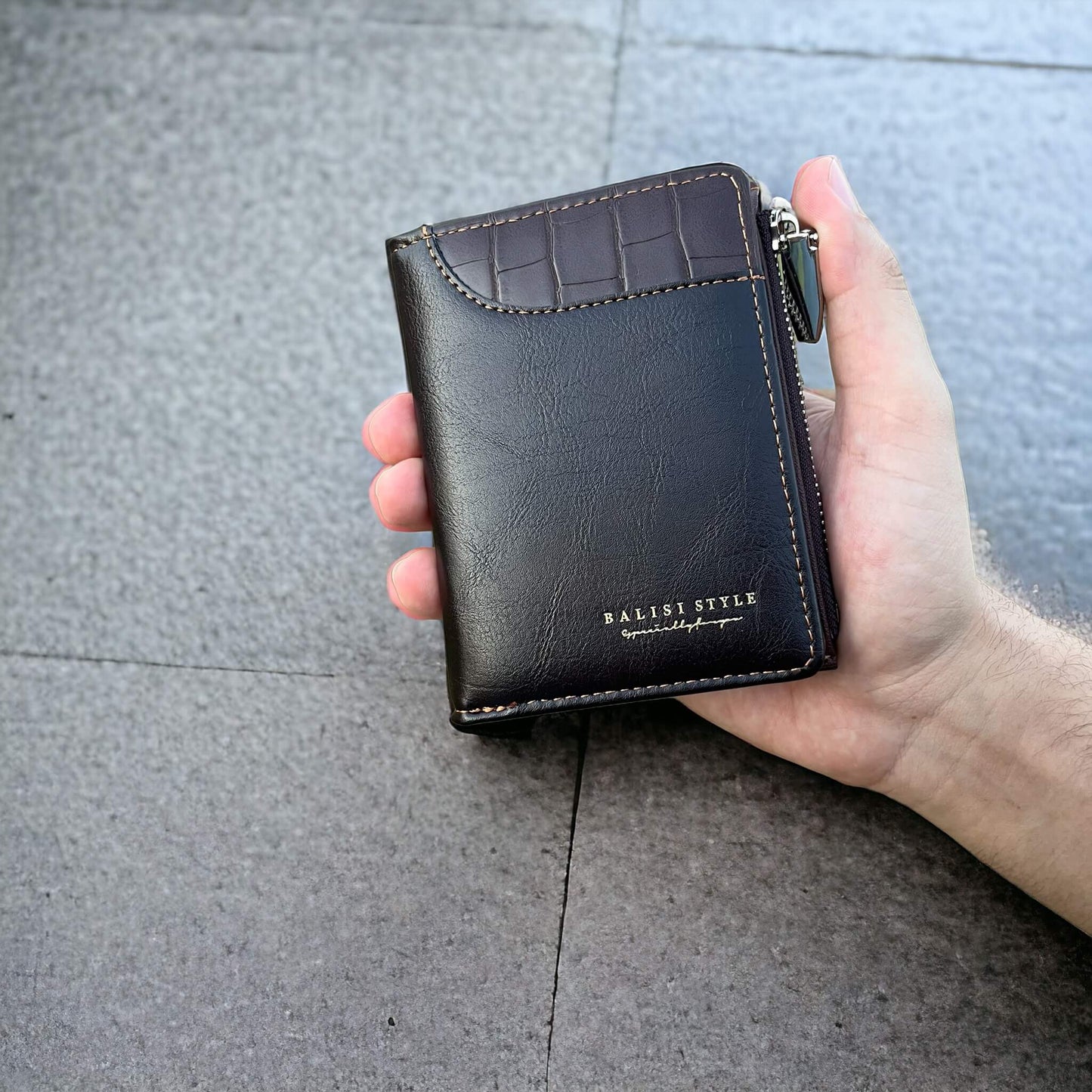 New Balisi Short Zipper Leather Wallet